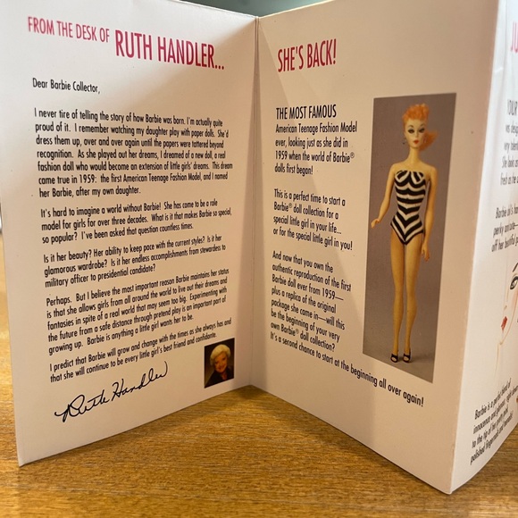 35th Anniversary Barbie original 1959 Barbie & package special edition 1993 - Picture 8 of 12